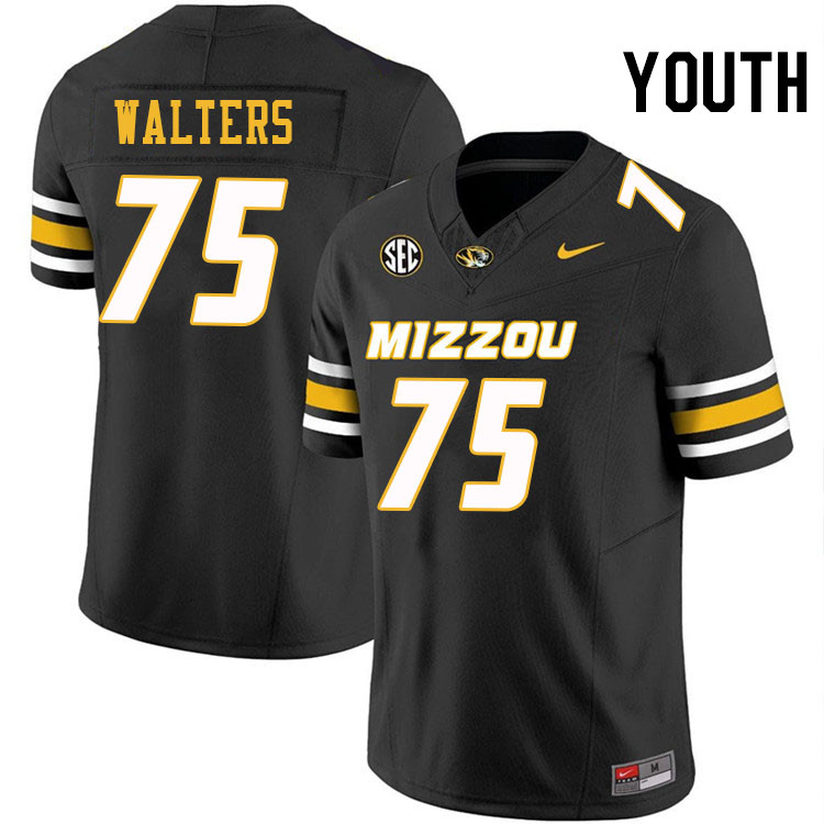 Youth #75 Mitchell Walters Missouri Tigers College Football Jerseys Stitched-Black